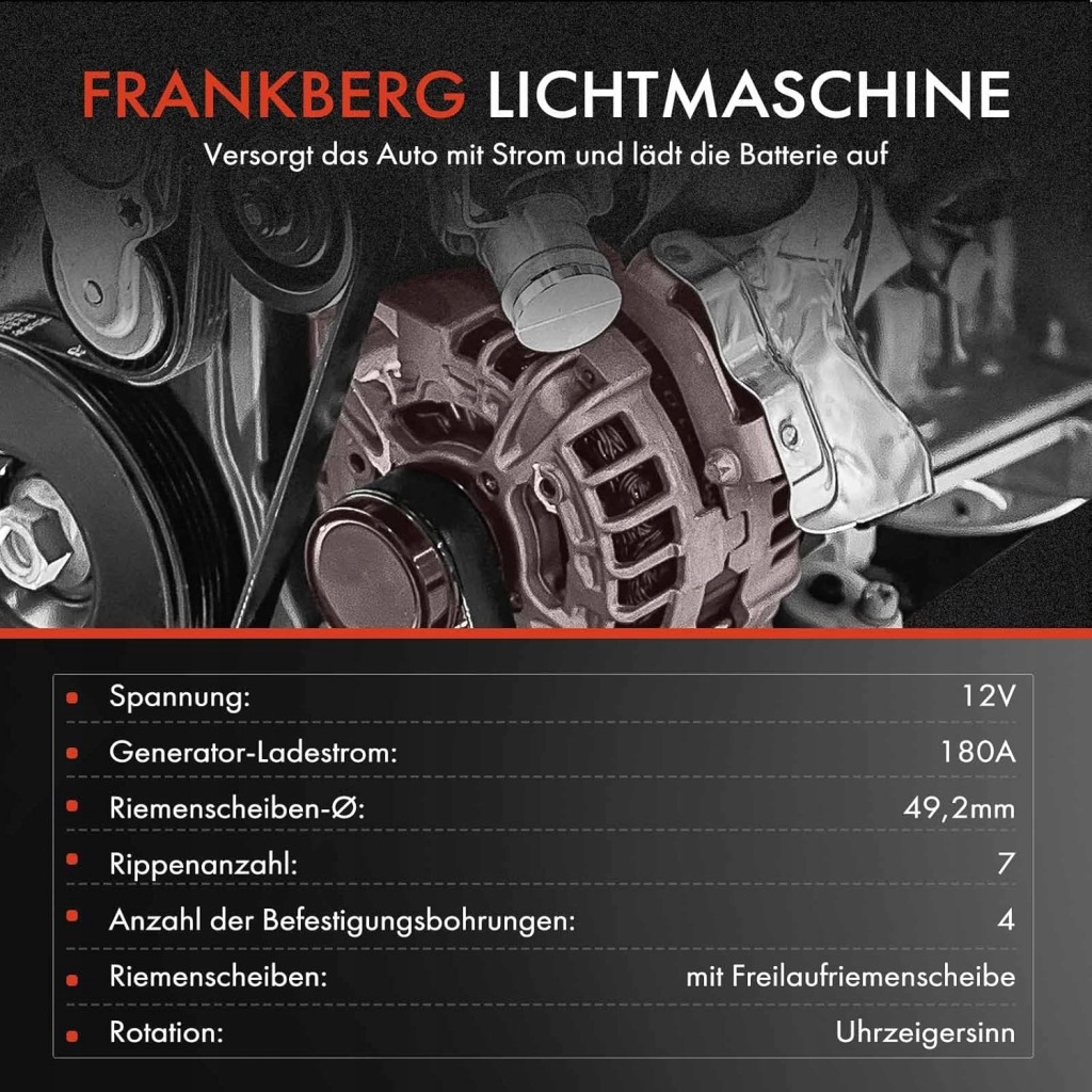 фото №5, Генератор frankberg 180a сумісний з bmw 3 e92 5 e60 бензин