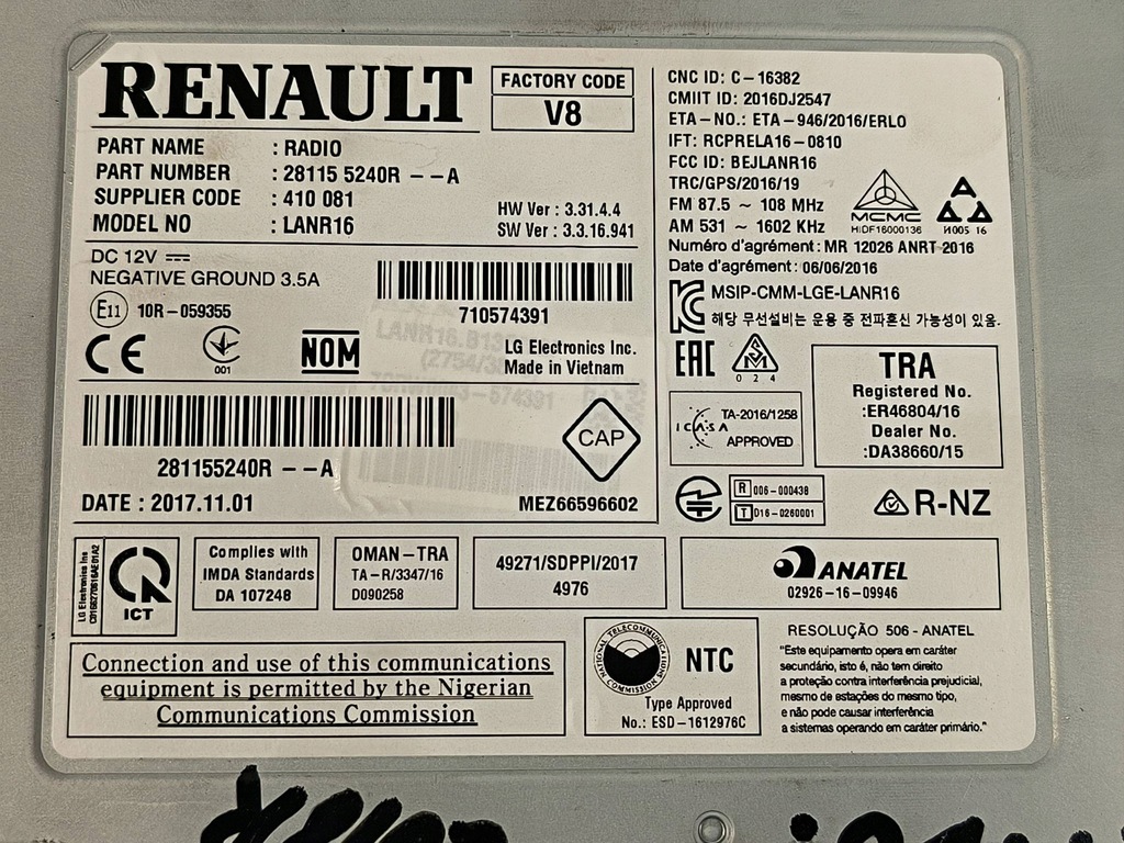 фото №4, Радио 281155240r renault megane iv lift