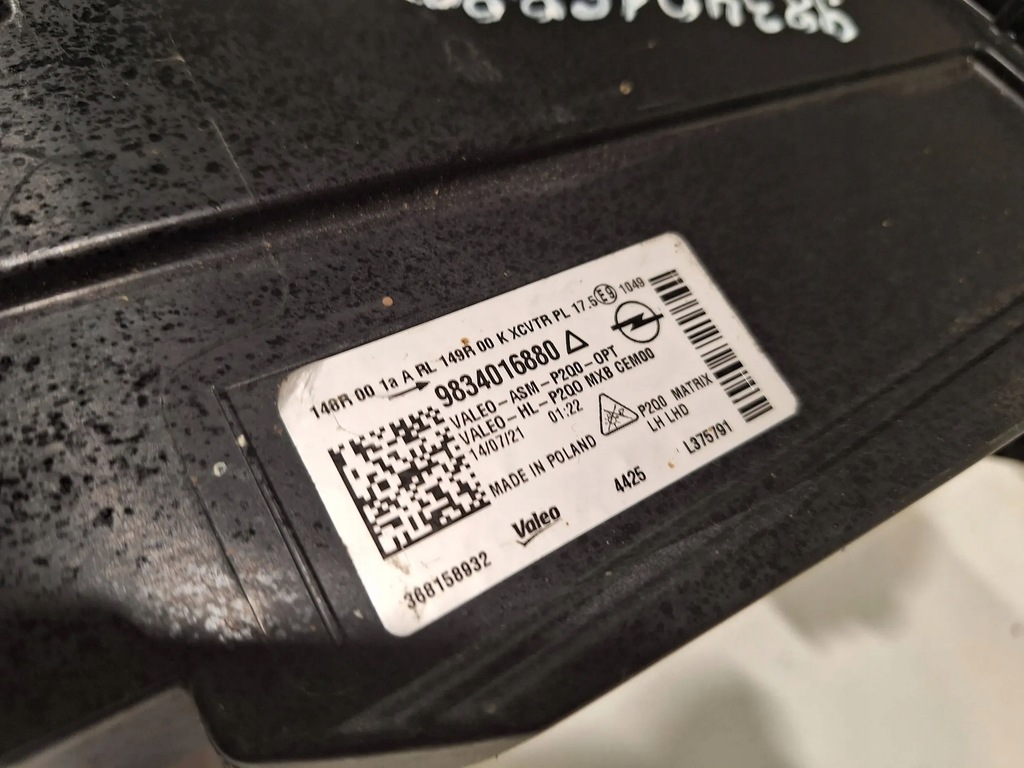 фото №9, Лампа перед левая nowa valeo intellilux 9834016880 opel mokka b 20-