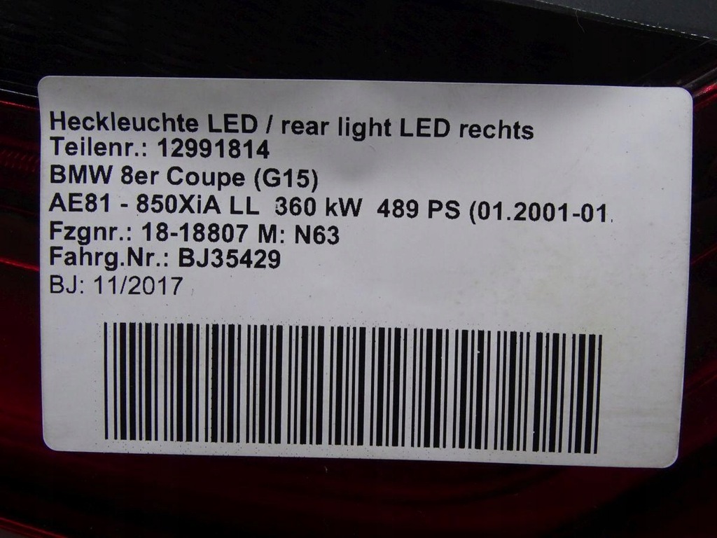 фото №9, Bmw 8 coupe g15 18- лампа крыла правый задняя led оригинал комплектная