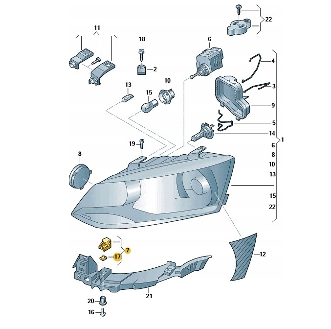 фото №5, Volkswagen polo r6 клипса фара кронштейн фара