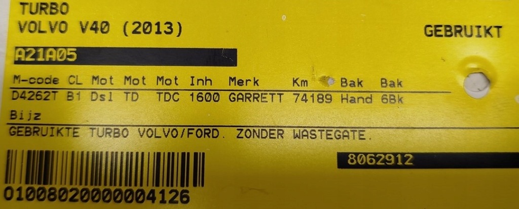 Турбонагнітач citroen peugeot ford volvo 9686120680 gtc1244vz 74189 km Зі Шроту