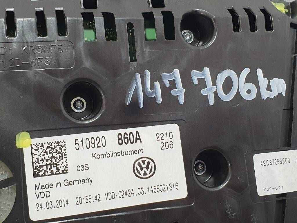 фото №12, Vw golf sportsvan 2015 счетчик спидометр 510920860a пробег 147706km