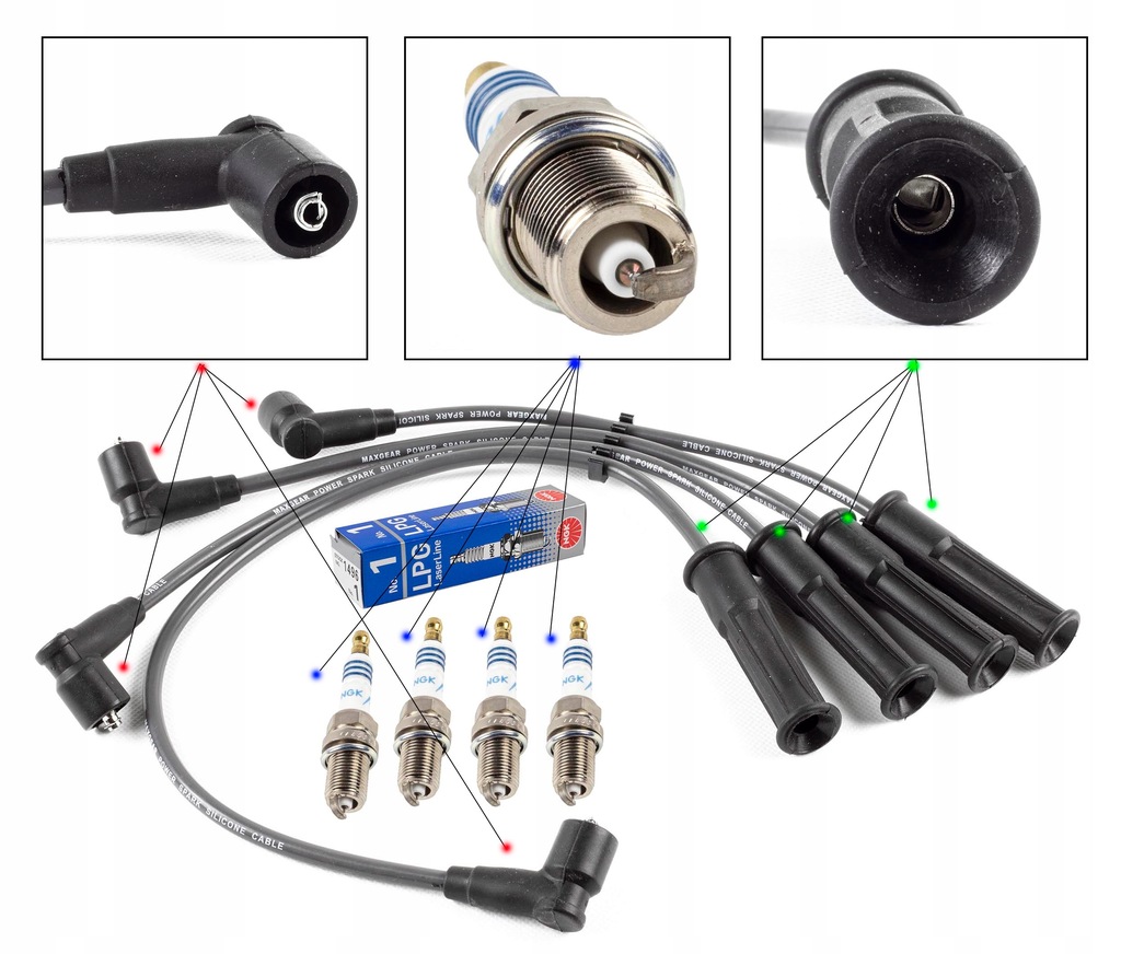 фото №1, Дроти +свічки запалювання ngk renault logan i 1 1.4 1.6 04-