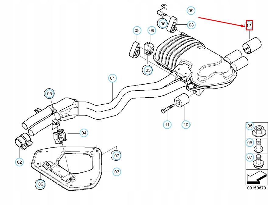 фото №8, Наконечник труби випускної bmw z4 e85 18307551507 оригінальна