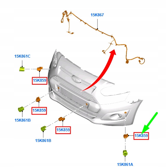 фото №1, Ford tourneo connect mk2 передняя часть парковочный датчик 2026524 original