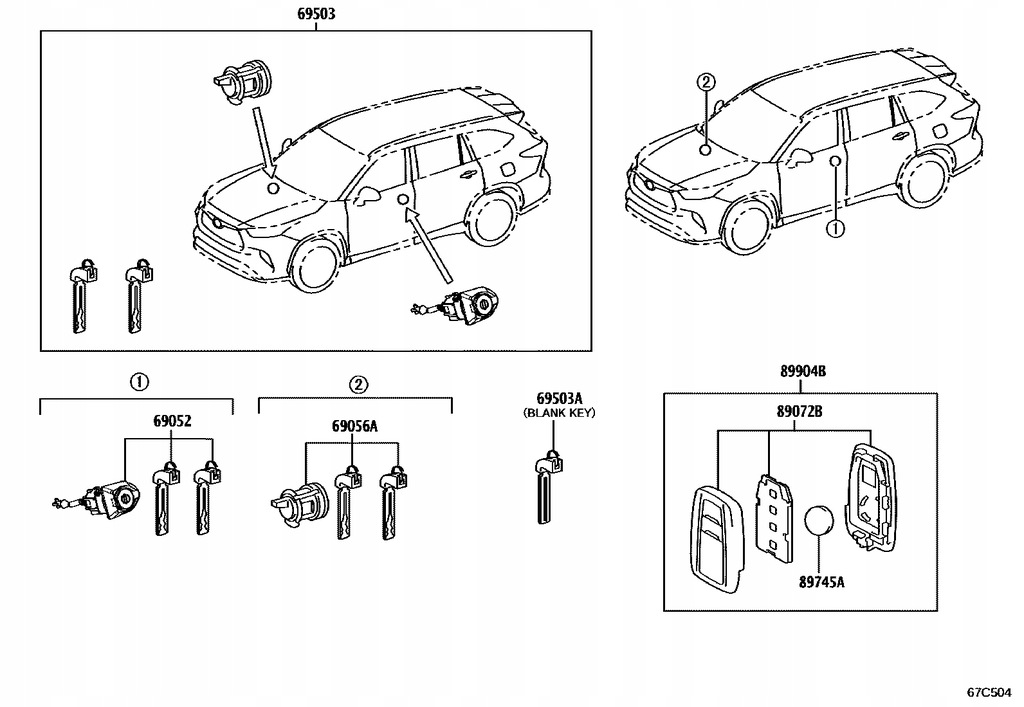 фото №5, Toyota highlander замок двері циліндр замка ключ оригінальний номер циліндрик вкладиш