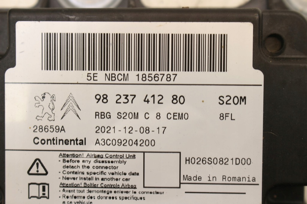 фото №5, Модуль датчик подушка безпеки 9823741280 peugeot expert iii jumper спрацьований