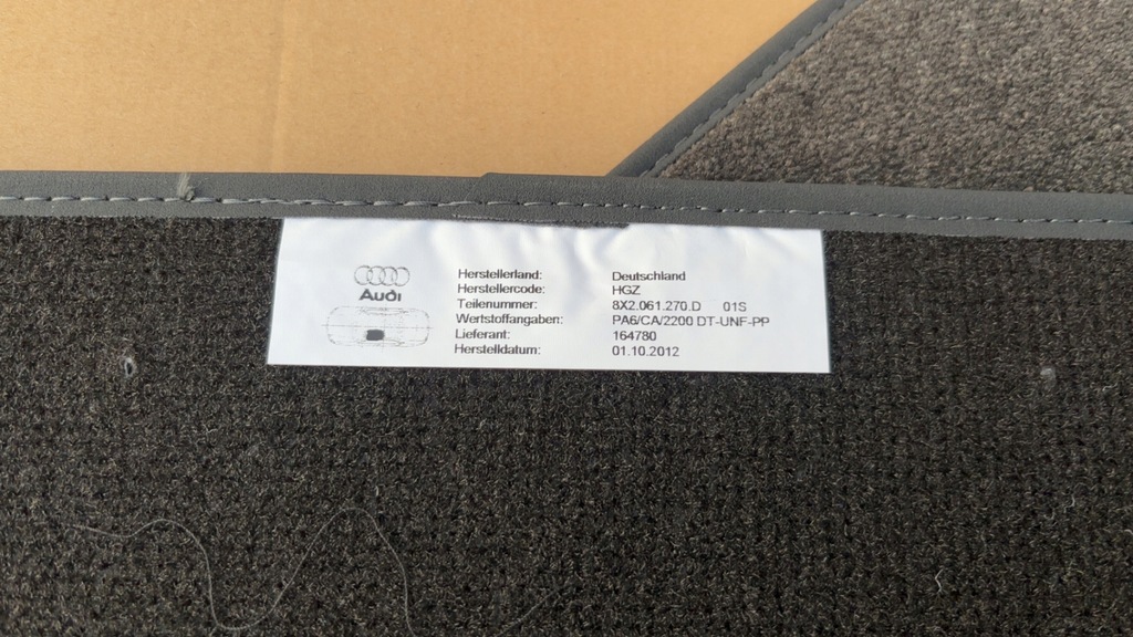 фото №6, Коврики велюровые audi a1 rl комплект 4 szt. 8x2061270d