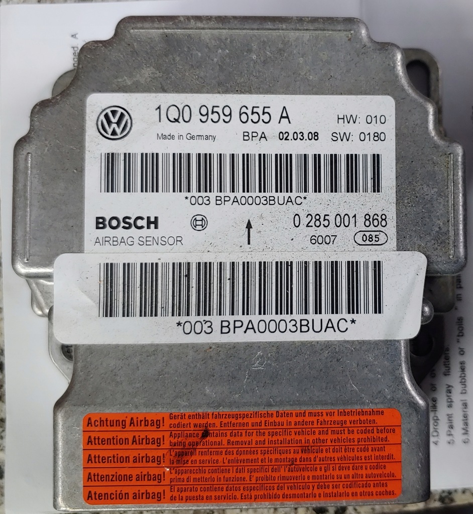 фото №1, Датчик подушка безопасности vw eos 05- bez crash