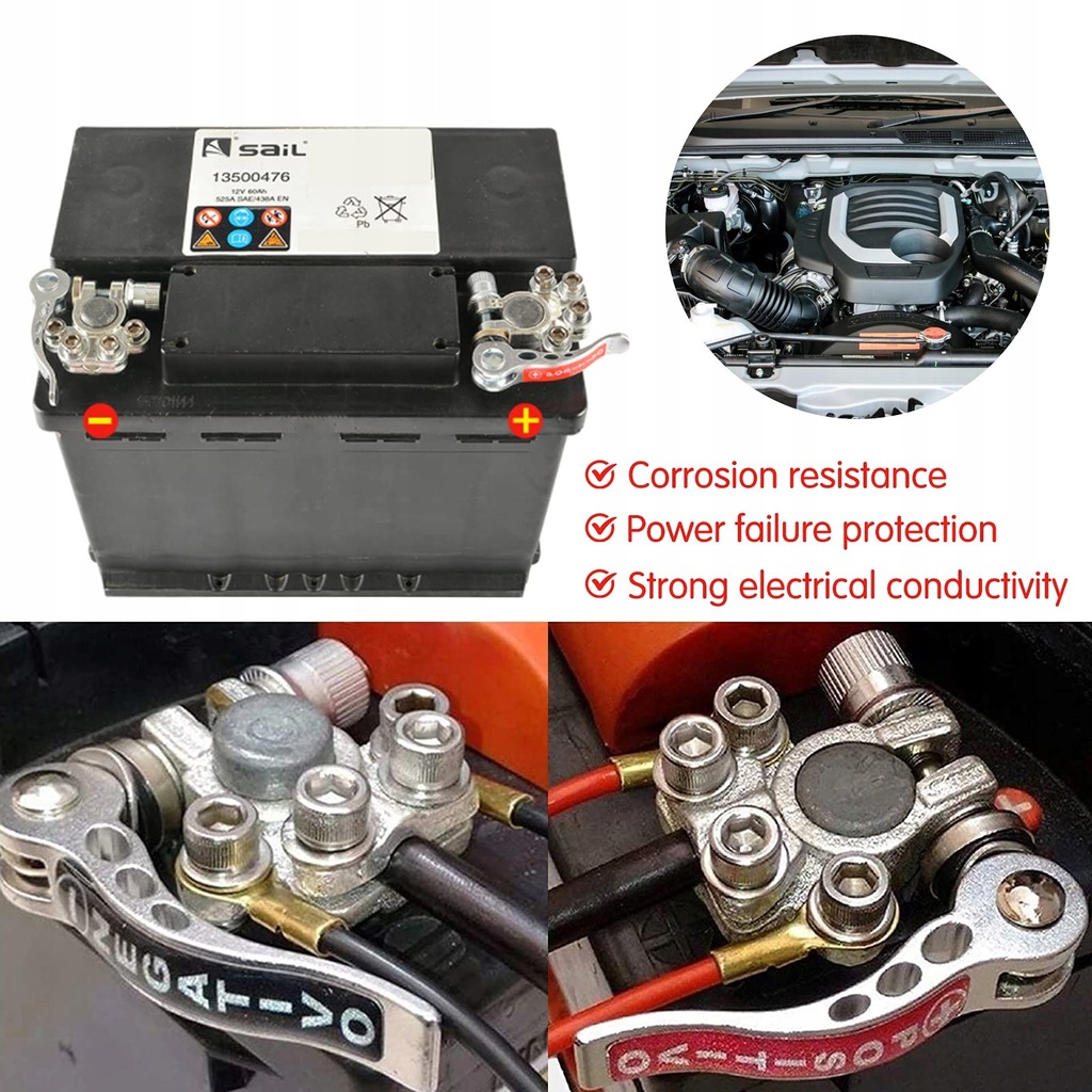 фото №14, З'єднувач супортів акумулятор dodatnie ujemne-2 szt. клема клеми набір