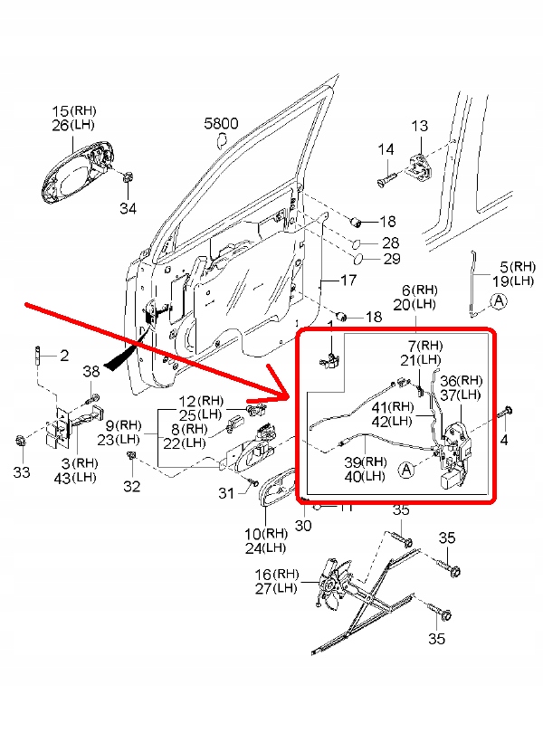 фото №8, Замок дверь перед левый kia carnival 2000-2001