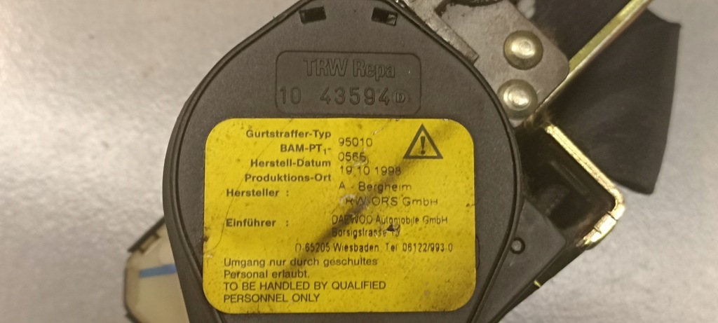 фото №7, Pas безпеки лівий перед nubira 1.6 16v