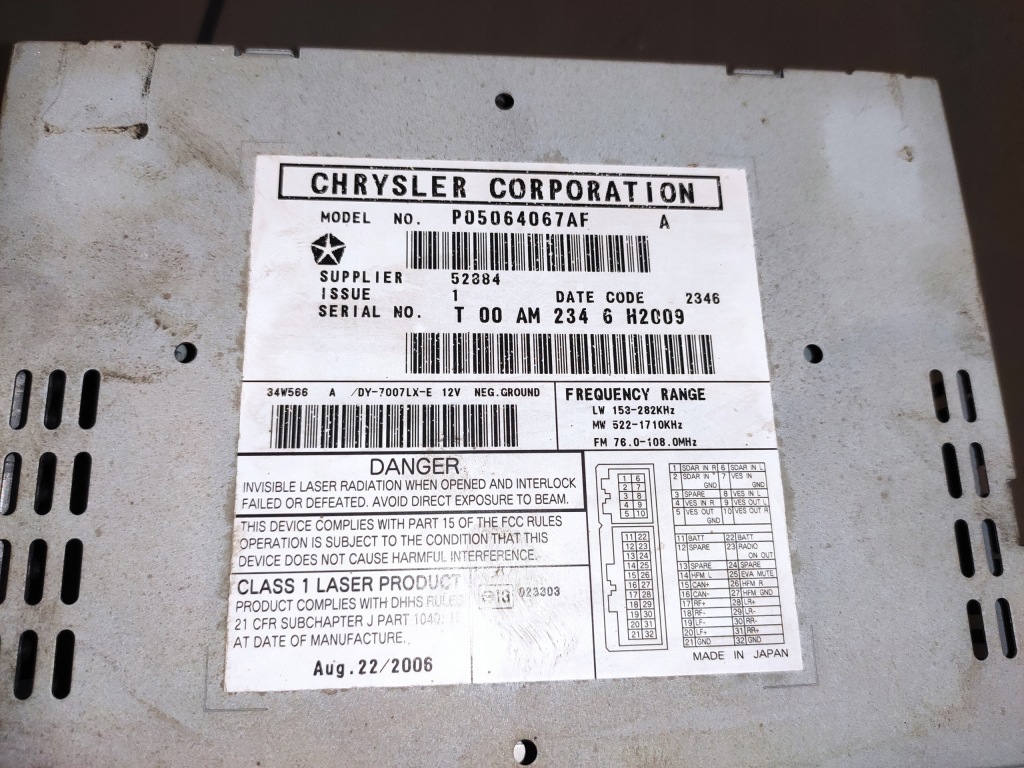 фото №10, Jeep grand cherokee wk wh chrysler 300c радио cd оригинал 05064067af ładne