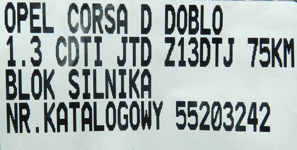 фото №13, Блок двигуна fiat punto 500 doblo opel combo corsa c 1.3 cdti mjet 55203242