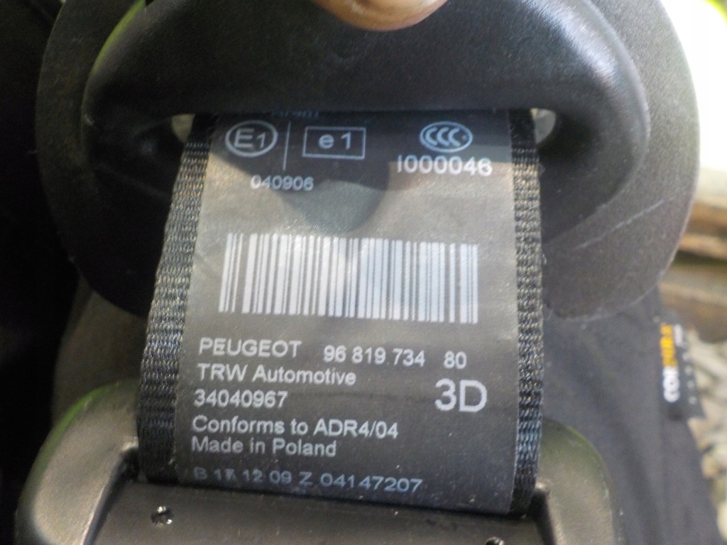 фото №5, Peugeot 5008 i 10r pas безпеки правий задня 34030076c 9681973480