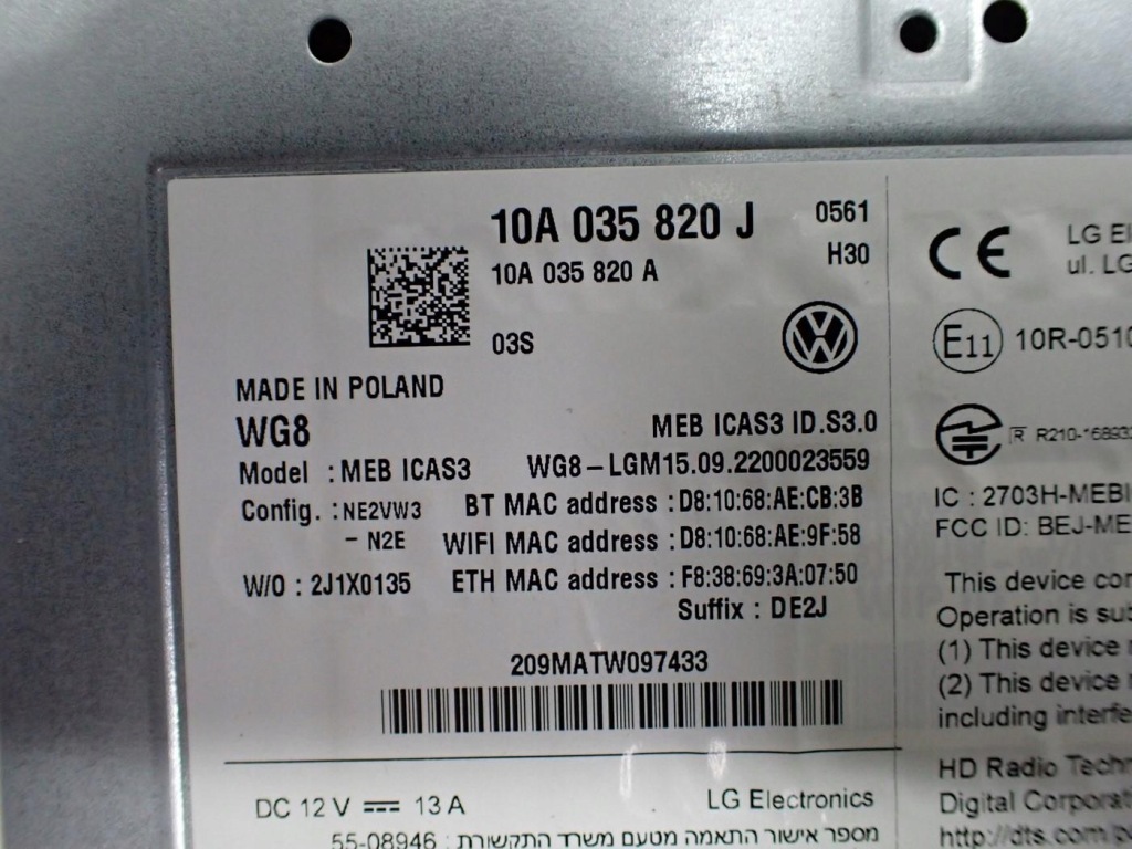 фото №14, Радио навигация navi заводская europa 10b919605 10a925200d vw id3 id.3 22r