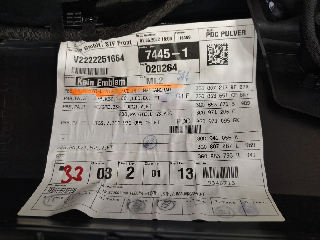 фото №15, 3g0807221g бампер перед версія pod 4pdc колір lb7r vw passat b8 2015+