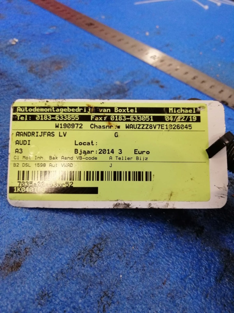 фото №3, Audi a3 2014 r ліва 1.6 tdi привідний вал 1k0407271lb