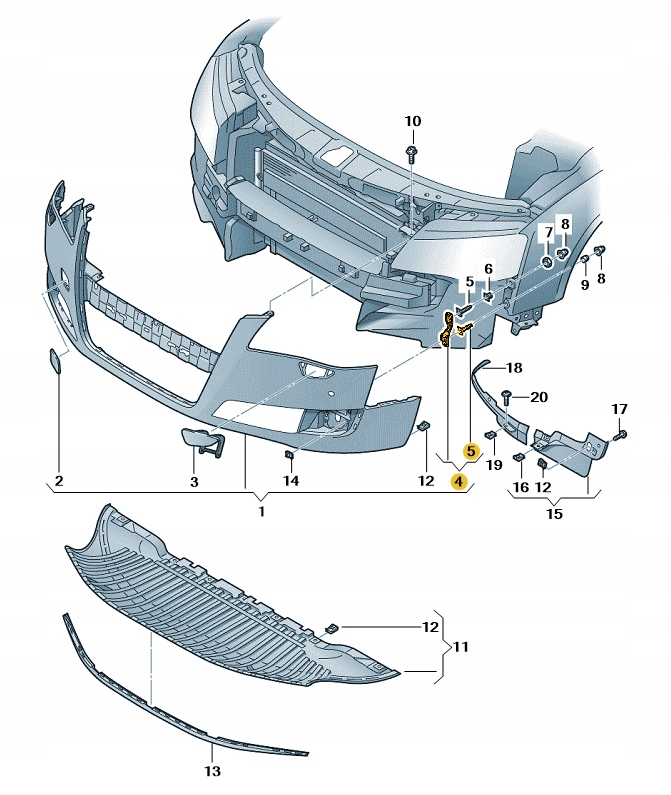 фото №1, Молдинг крепёжная бампер перед левая audi a8 d4 przedlift aso оригинал