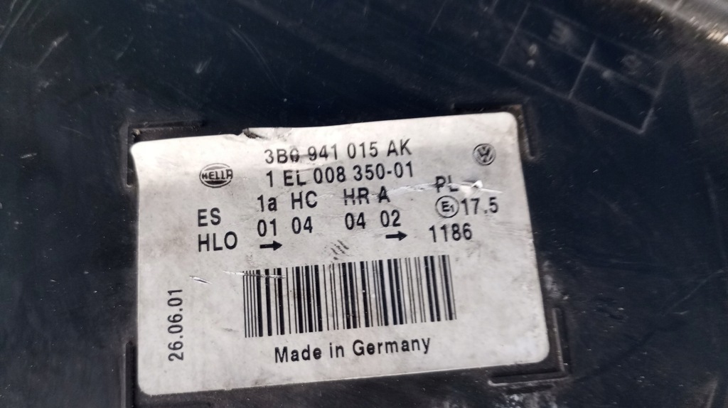 фото №7, Лампа лівий перед eu 3b0941015ak vw passat b5 lift лінза