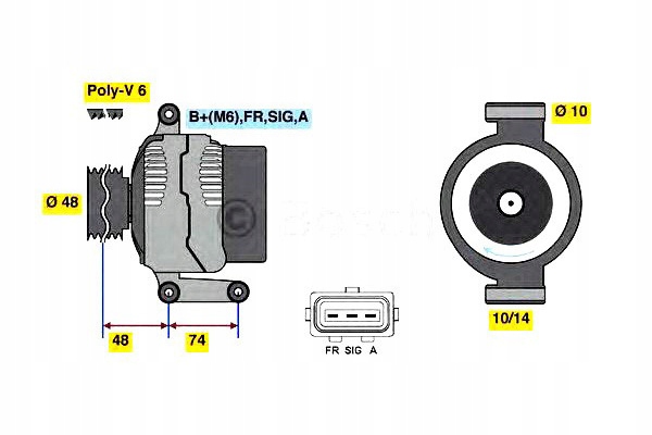 фото №1, Bosch генератор ford fiesta v 1,3 01- ka 1,6 03-