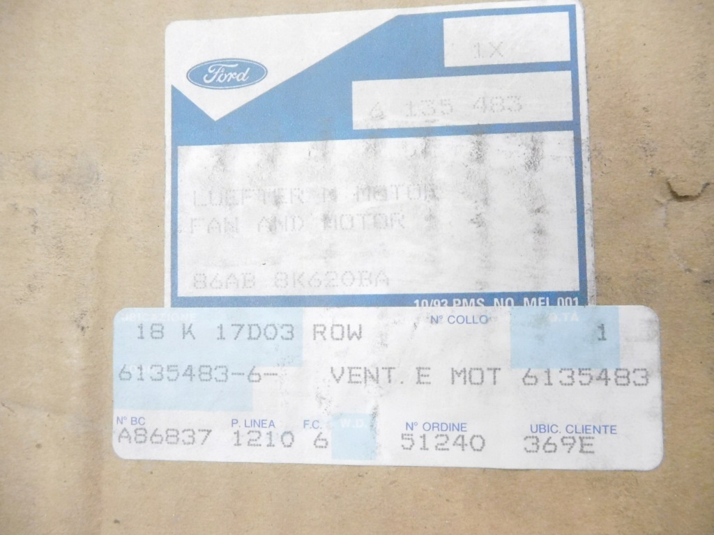 Вентилятор радиатора ford fiesta 1986-1988 оригинальный номер 6135483 с Разборки
