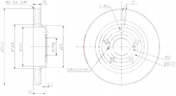 фото №1, Maxgear тормозные диски ham. 2szt toyota p. avensis verso