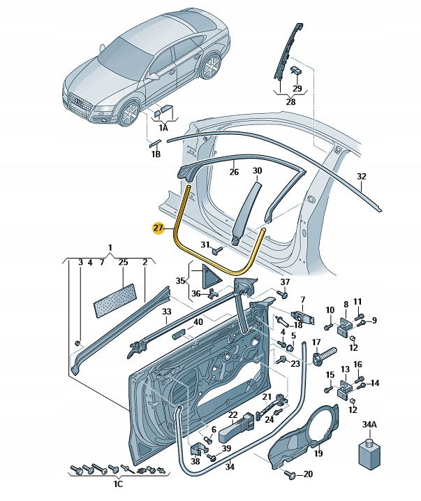 фото №3, Внутренняя прокладка дверь задние l / p audi a7