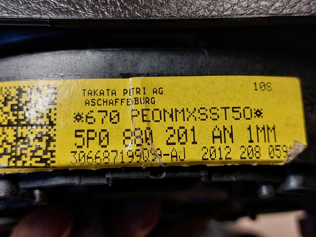 фото №5, Seat leon ii lift подушка безпеки подушка pas 5p0880201an 1p2857705 1p0880204d