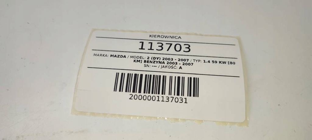 фото №9, Повітропровід подушка подушка безпеки мультифункція mazda 2 dy czarna шкіра