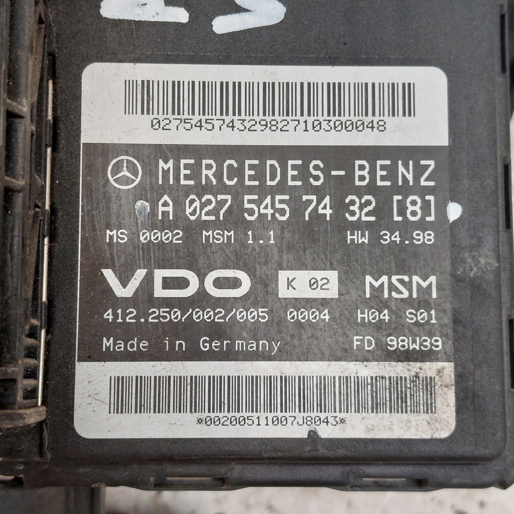 фото №5, Mercedes a-klasa w168 1,4 1,6 блок управления двигателя vdo a1661402400 a0275457432