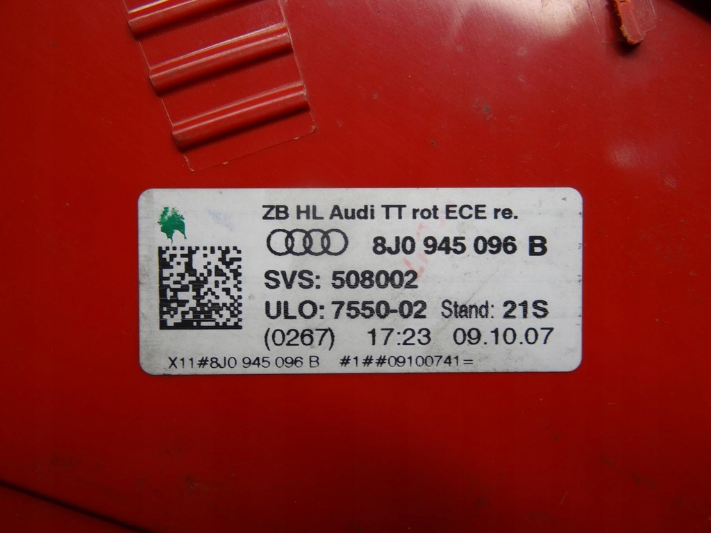 фото №10, Audi tt 8j 06-14 лампа правая правый задняя задняя 8j0945096b