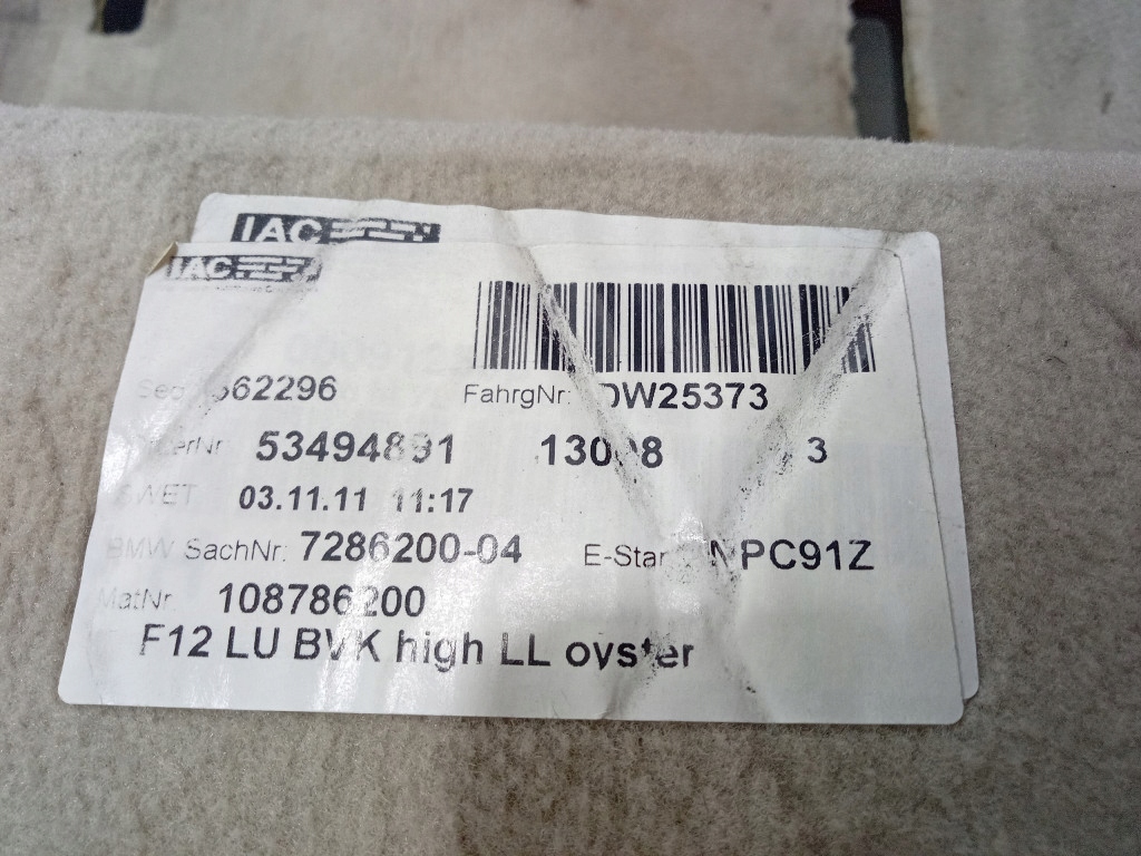 фото №6, Bmw 6 f13 підлога килимок обшивка комплект 7286200