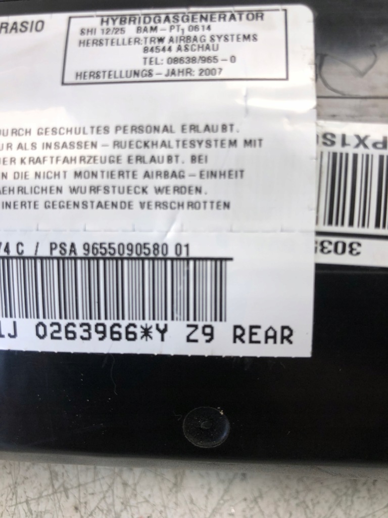 фото №5, Подушка подушка безпеки правий задня peugeot 607 lift