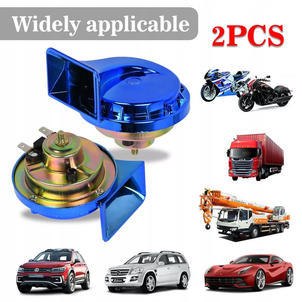 фото №8, Клаксон автомобильный червяк сигнал звуковой dwutonowy 12v 400db niebieski