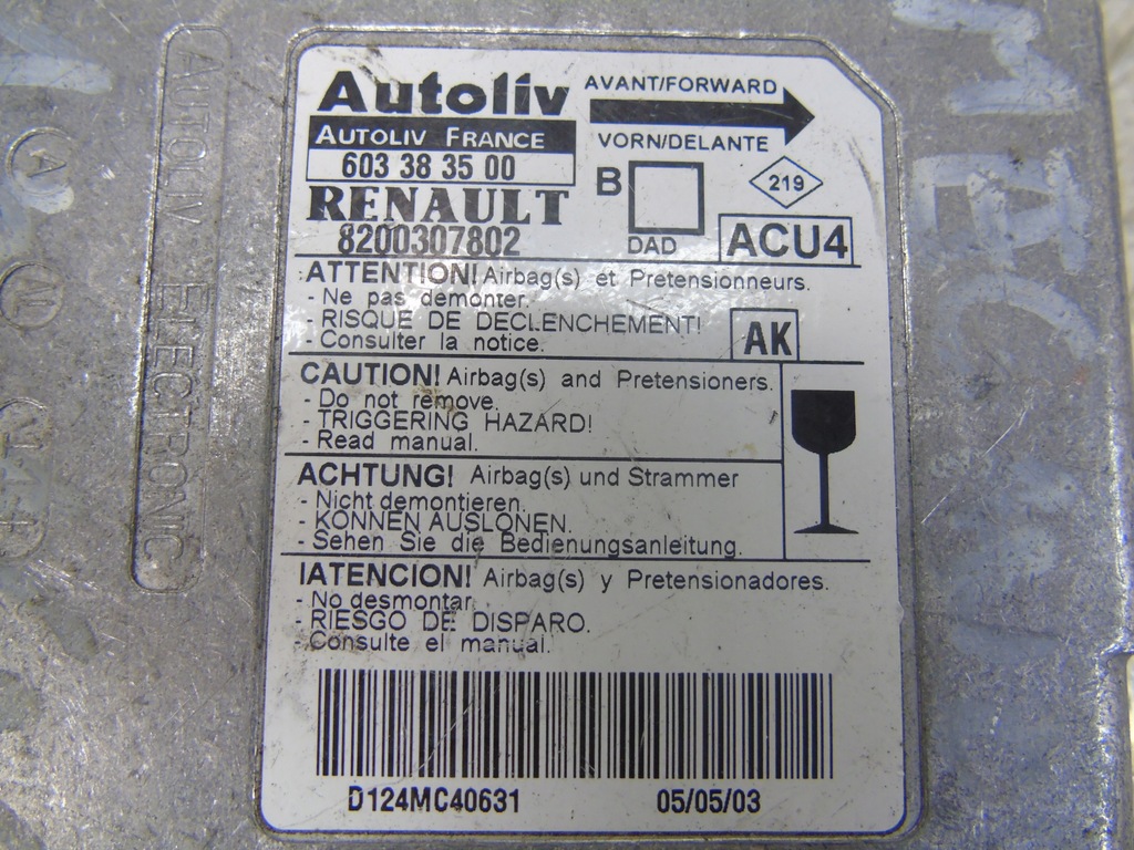 фото №3, Модуль подушка безопасности 8200307802 renault