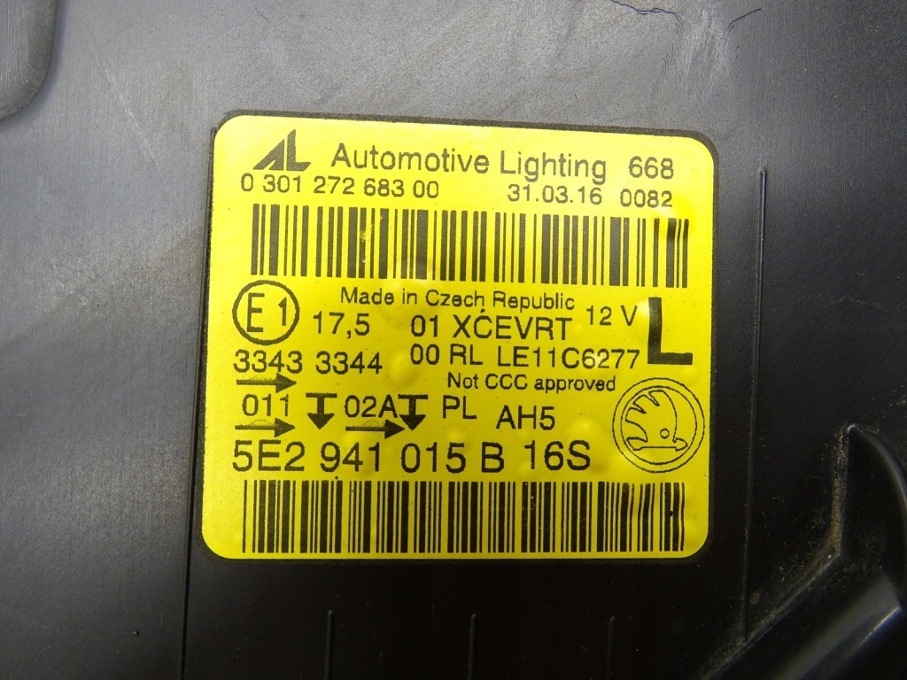 фото №16, Лампа фара левая левый перед skoda octavia iii bi-xenon 5e2941015b