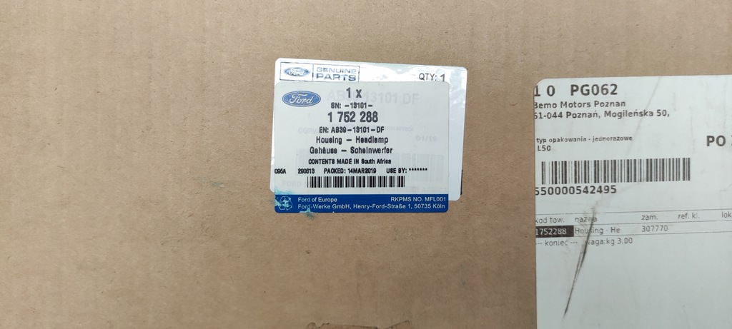 фото №2, Корпус фара левая ford ranger mk5 2011-2015