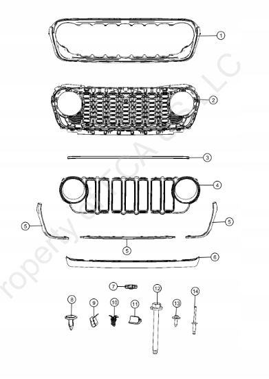 фото №5, Молдинг решітка решітка середня jeep wrangler jl gladiator jt 24+ 7jd77tzzaa