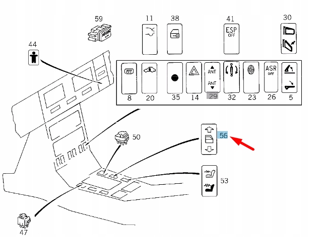 Купити Mb sl r129 window регулятор центральний console left switch a1298201410