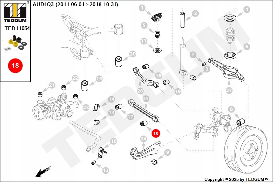 фото №14, Поліуретанова втулка важеля заднього поперечний нижній передній zew