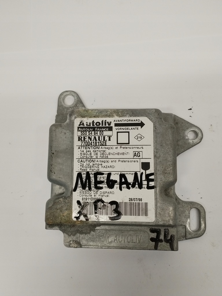 фото №1, Модуль датчик подушка безопасности renault megane 7700418152e