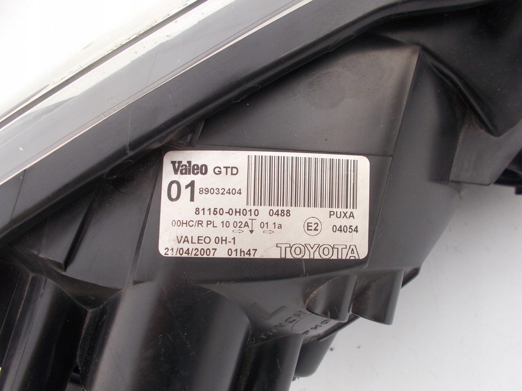 фото №7, Фара лампа toyota aygo i 1 2005-15 лівий europa