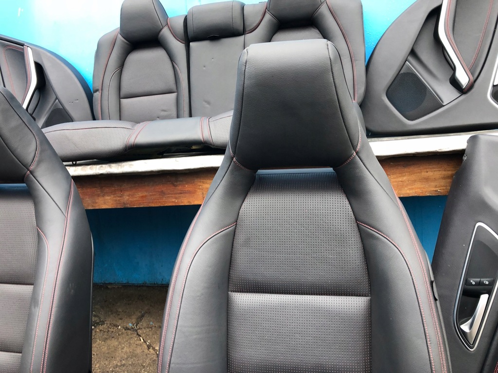 фото №7, Mercedes w176 amg сиденья обивка кожаный кожа czerwona nić