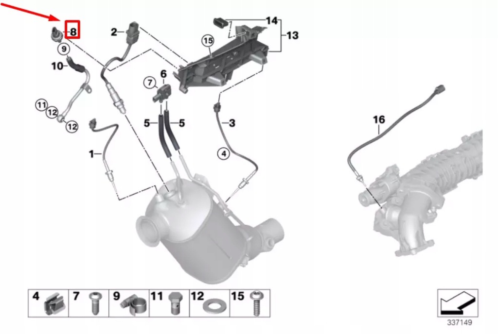 Bmw x5 f15, f85 датчик давления dpf 8507634 13628507634 oem Киев