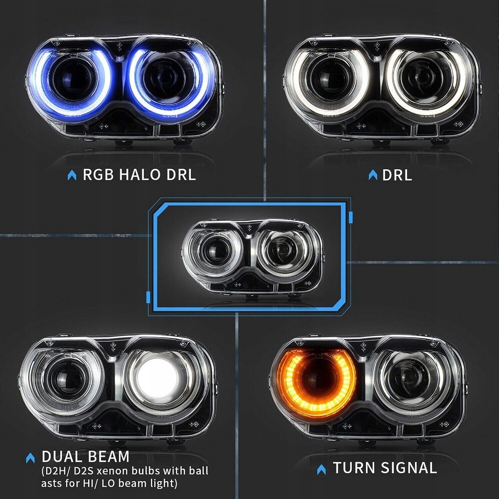 фото №3, Фара фары vland rgb dodge challenger 15