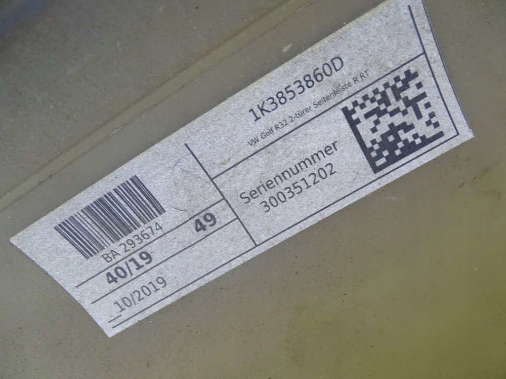 Поріг молдинг поріг права vw golf v gti r32 1k3853860d Оригінал