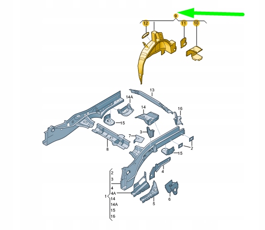 фото №1, Audi a1 mk1 rear left inner wheel housing 8x0809851ta