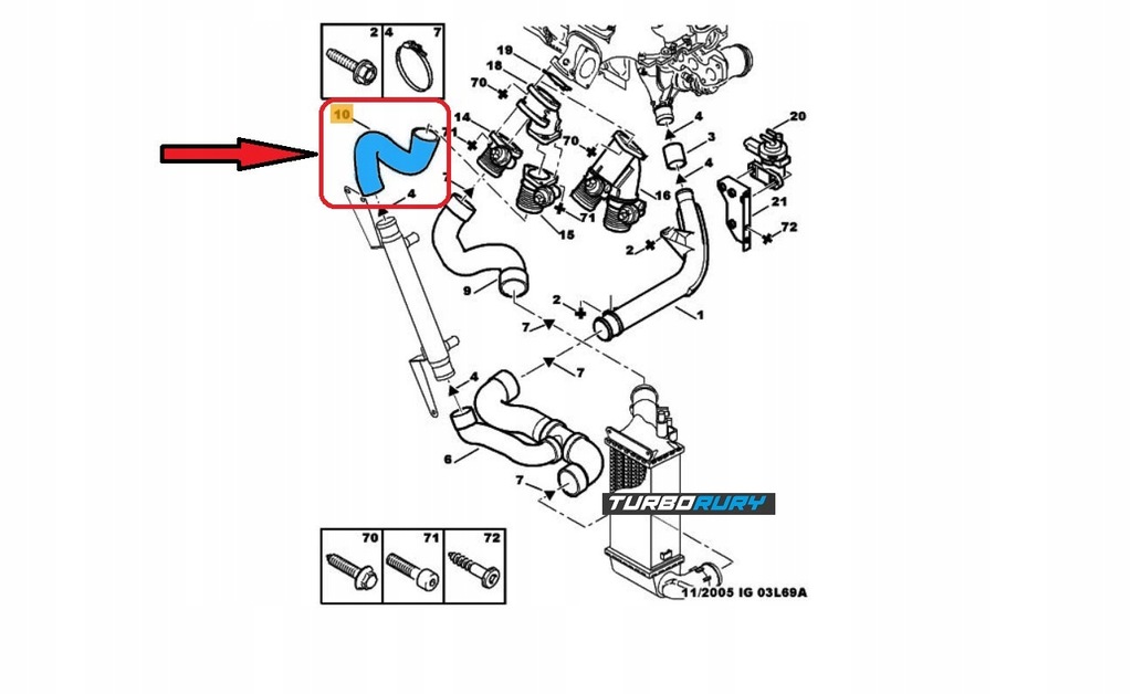 фото №9, Шланг труба wąż turbo інтеркулер peugeot 406 citroen c5 2.2 hdi 0382.et